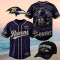 Baltimore Ravens Muscular Bird Mascot Go Ravens Lightning Baseball Jersey Baltimore Ravens Merch - Merchluma
