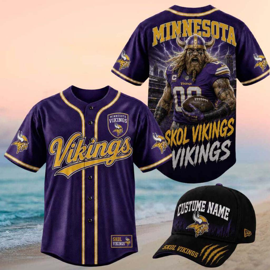 Minnesota Vikings Muscle Viking Warrior Skol Baseball Jersey Minnesota Football Merch Fan Gifts - Merchluma