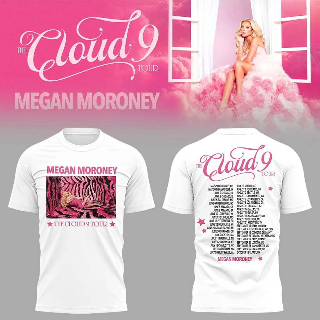 Megan Moroney The Cloud 9 Tour 2026 Pink Graphic T-Shirt Megan Moroney Merch Gifts For Fan - Merchluma