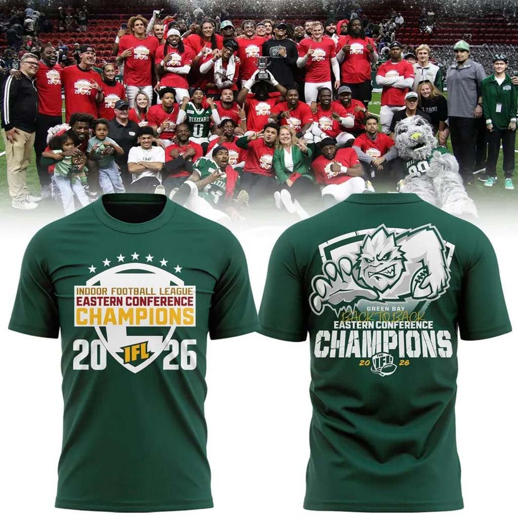 Green Bay Blizzard Merch 2026 IFL Eastern Conference Champions T-Shirt Football Fan Gifts - Merchluma