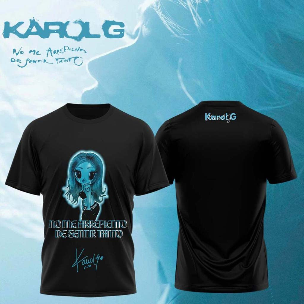 Karol G Merch Album No Me Arrepiento de Sentir Tanto 2026 T-Shirt Black Gifts For Music Lovers - Merchluma