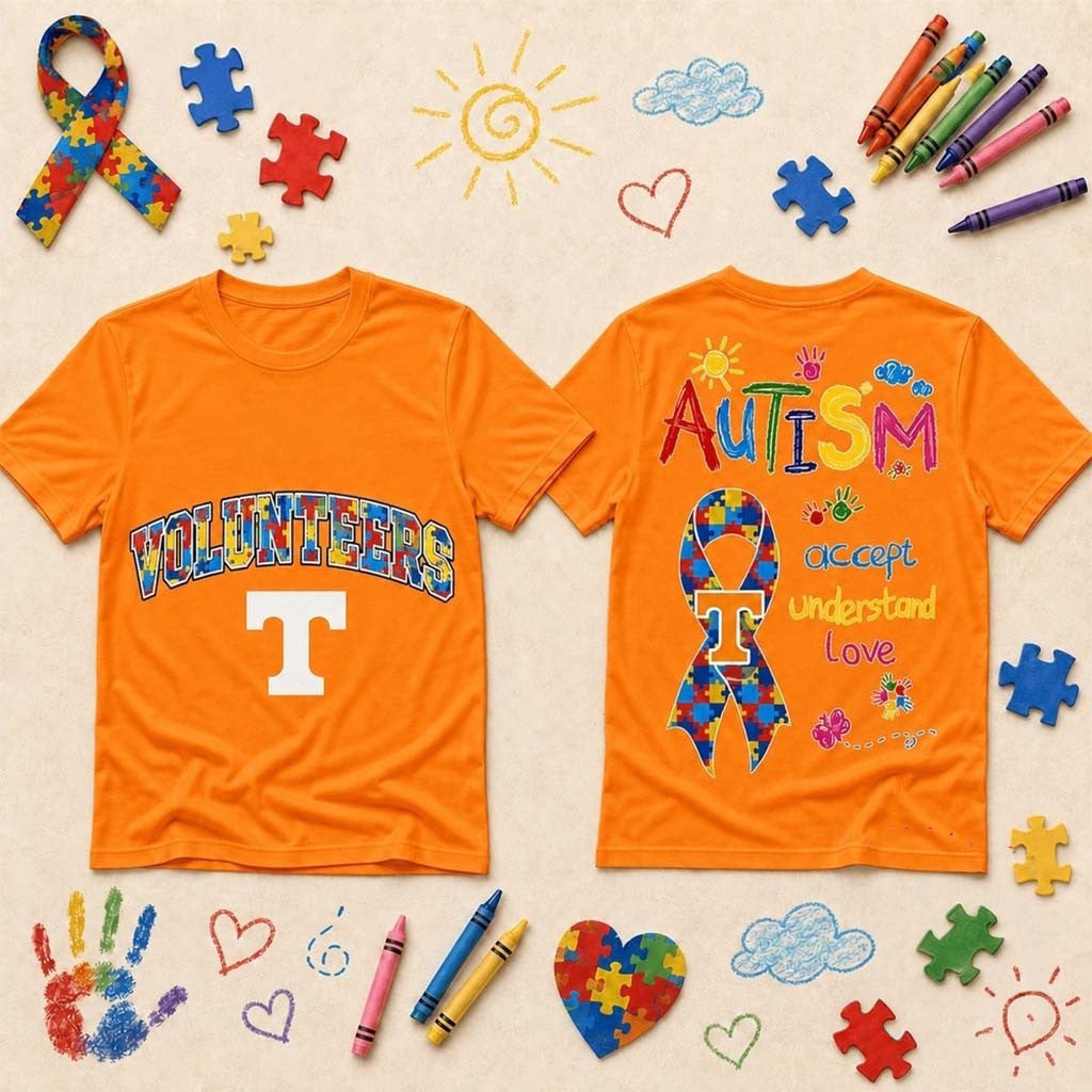 Tennessee Volunteers 2026 Autism Awareness Puzzle Ribbon T-Shirt Volunteers Merch Fan Gifts - Merchluma