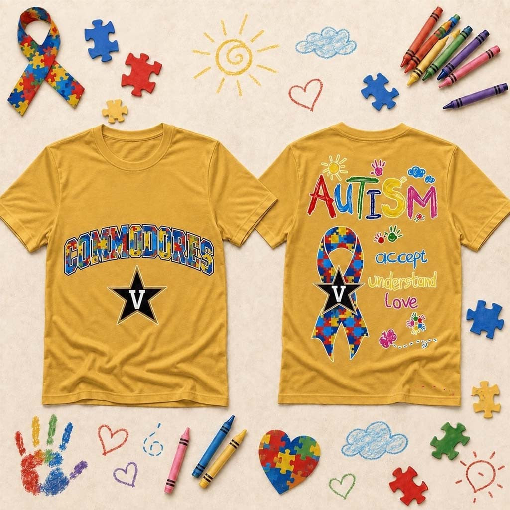 Vanderbilt Commodores Autism Awareness Puzzle Ribbon T-Shirt Commodores Merch Present For Fans - Merchluma