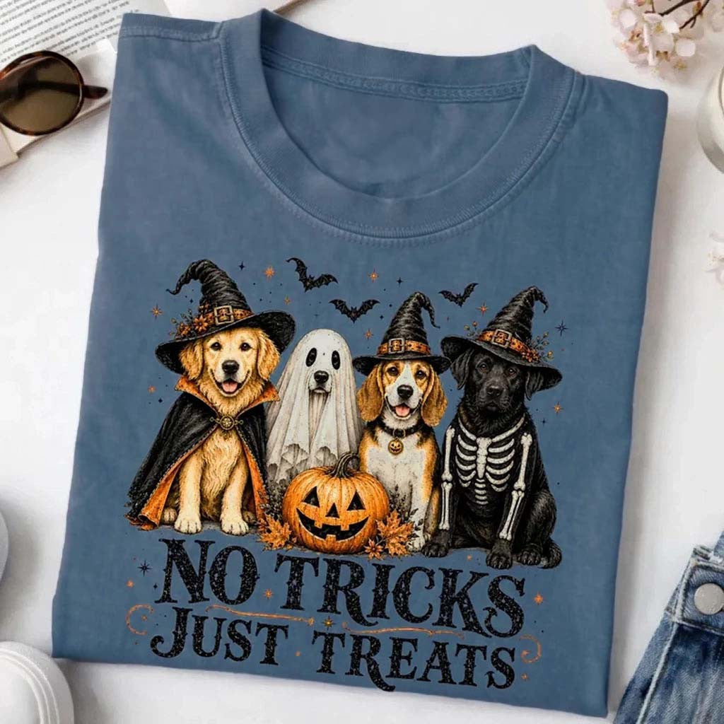 Golden Retriever No Tricks Just Treats Shirt Halloween Apparel Gift For Dog Lovers - Merchluma