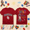 Oklahoma Sooners Autism Awareness Puzzle Ribbon T-Shirt Sooners Merch Gift For Son - Merchluma