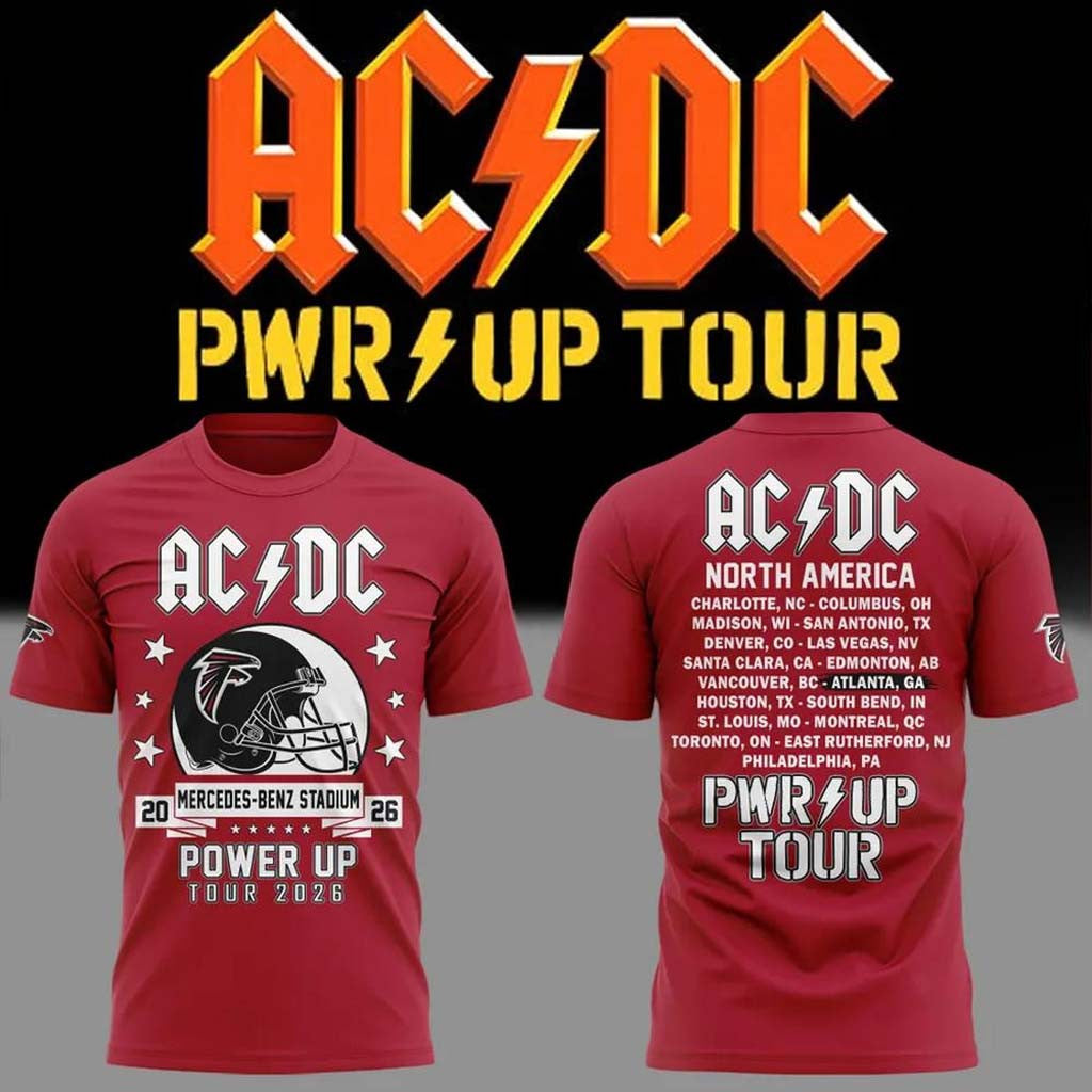 AC DC X Atlanta Falcons Merch Power Up Tour 2026 T-Shirt Music Concert Outfits Gift For Fans - Merchluma