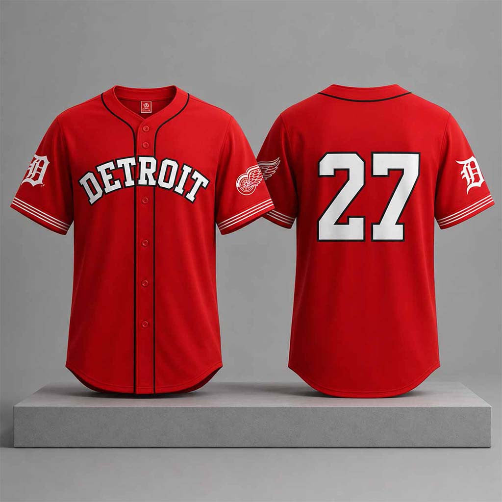Detroit Red Wings x Detroit Tigers 2026 Baseball Jersey Best Gifts For Baseball Fans - Merchluma