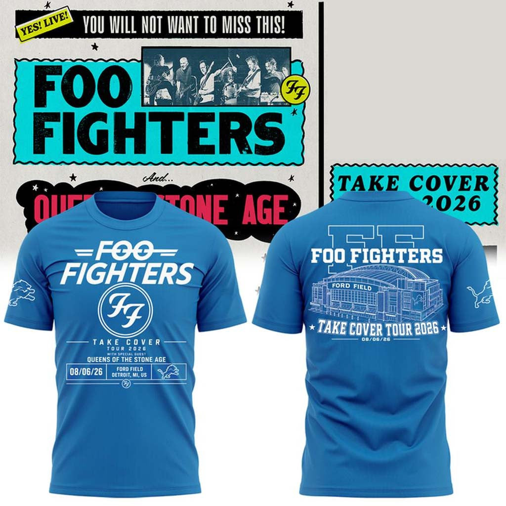 Foo Fighters X Detroit Lions Take Cover Tour 2026 T-Shirt Foo Fighters Merch Music Lover Gifts - Merchluma