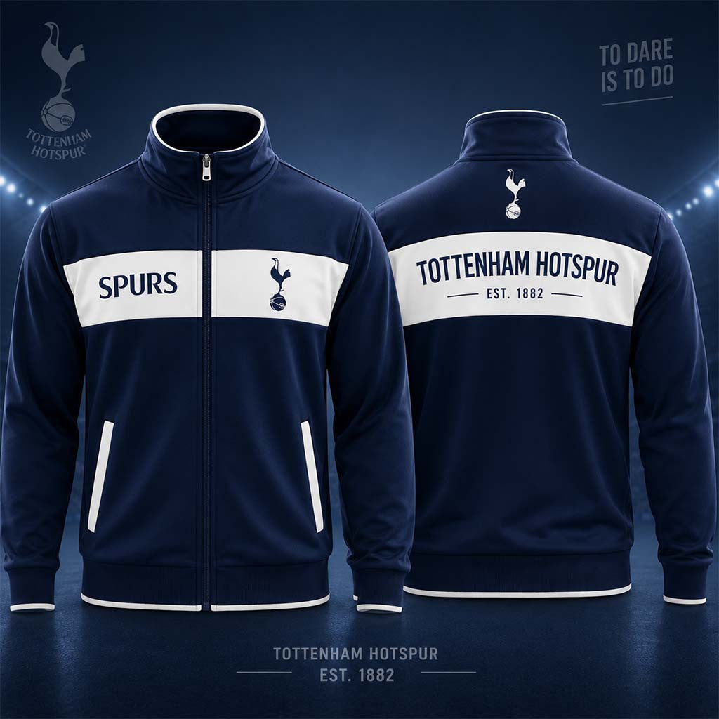 Custom Tottenham Hotspur Est 1882 2026 Zipper Stand Collar Jacket Tottenham Hotspur FC Merch - Merchluma