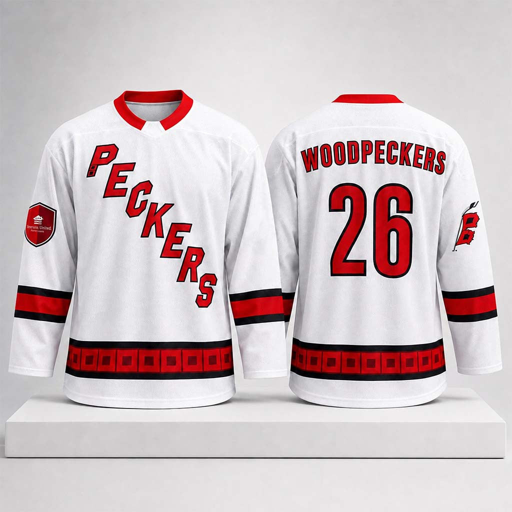 Carolina Hurricanes x Woodpeckers Celebrate Canes Stanley Cup Hockey Jersey Hurricanes Merch - Merchluma