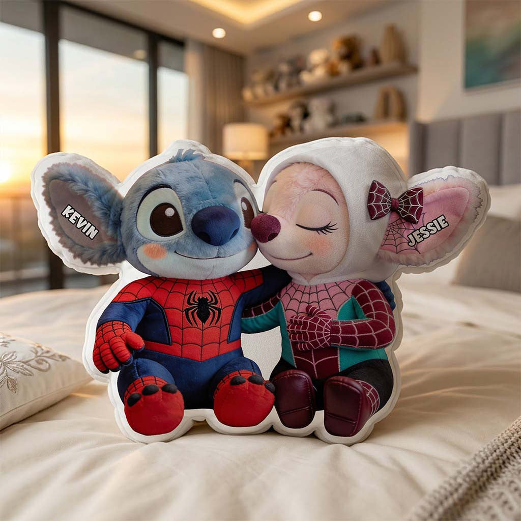 Personalized Lilo Stitch Spiderman Couple Plush Pillow Sofa Decor Cute Gifts For Couples - Merchluma