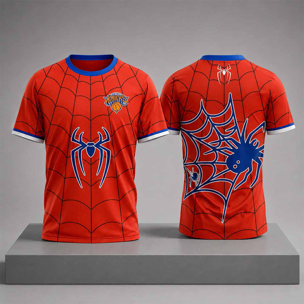 Knicks x Spider-Man 2026 Shirt New York Knicks Merch Gifts For Basketball Fan - Merchluma