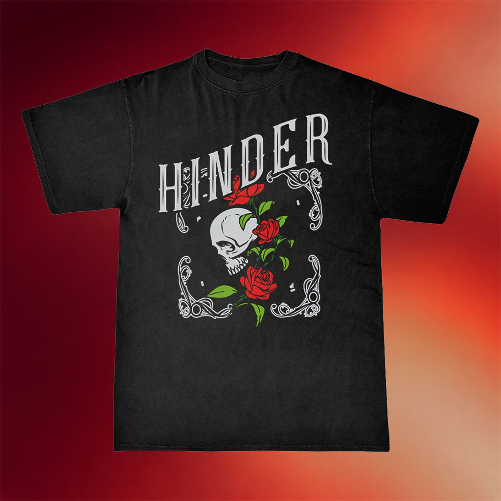 Hinder Music Merch 2026 Skull Rose T-Shirt Best Gift For Rock Band Fans - Merchluma