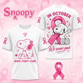 Snoopy Hope Fight Cure In October We Wear Pink Shirt Breast Cancer Awareness Snoopy Merch - Merchluma
