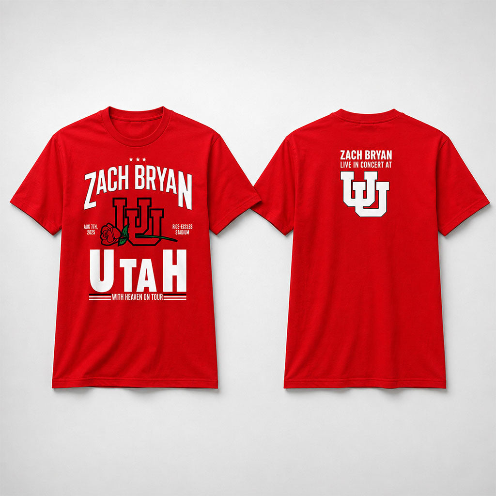 Utah Utes Football x Zach Bryan With Heaven On Tour Shirt Utah Utes Merch Fans Gifts - Merchluma