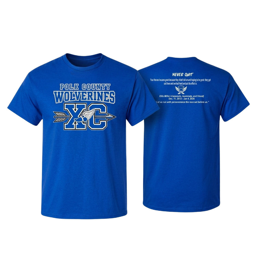 Polk County Wolverines XC Never Quit Shirt Birthday Gift Ideas For Him - Merchluma