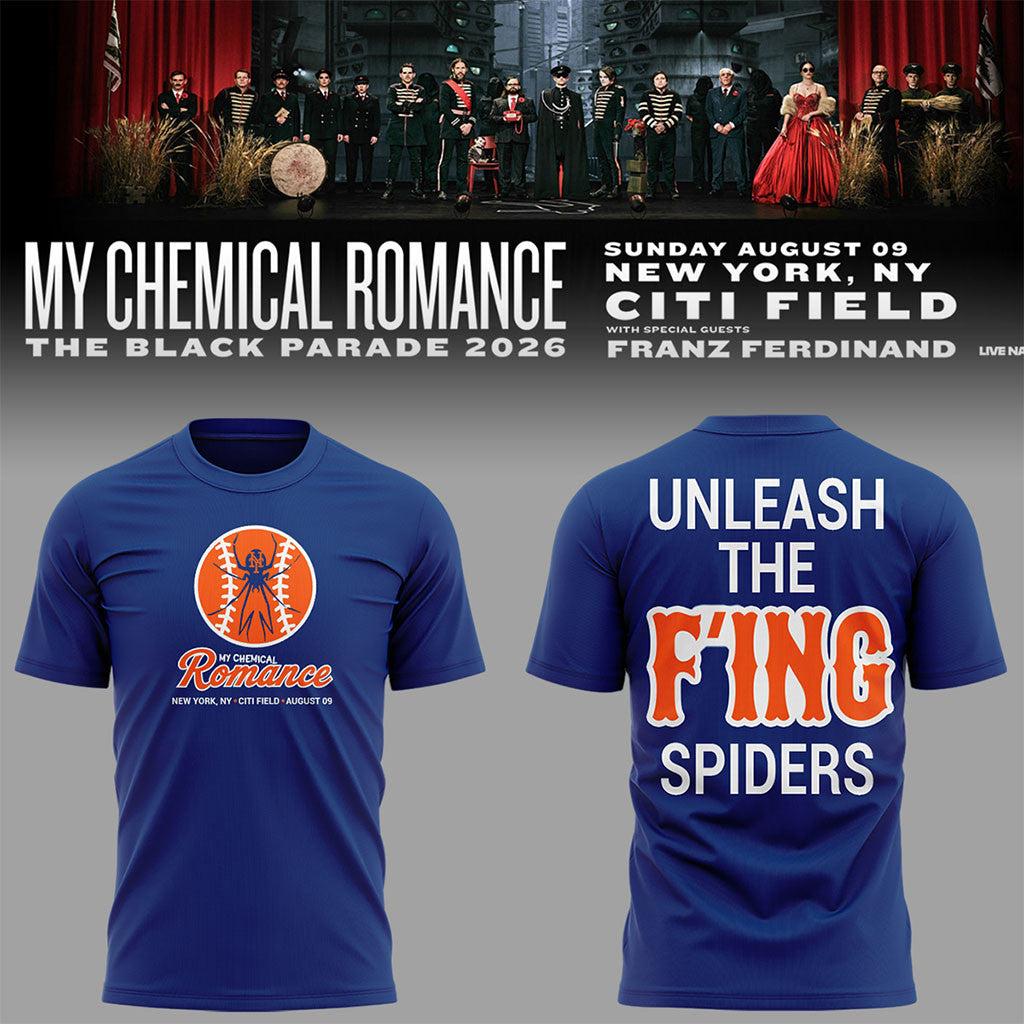 My Chemical Romance x NY Mets The Black Parade Tour 2026 T-Shirt Unleash The Fing Spiders Shirt - Merchluma