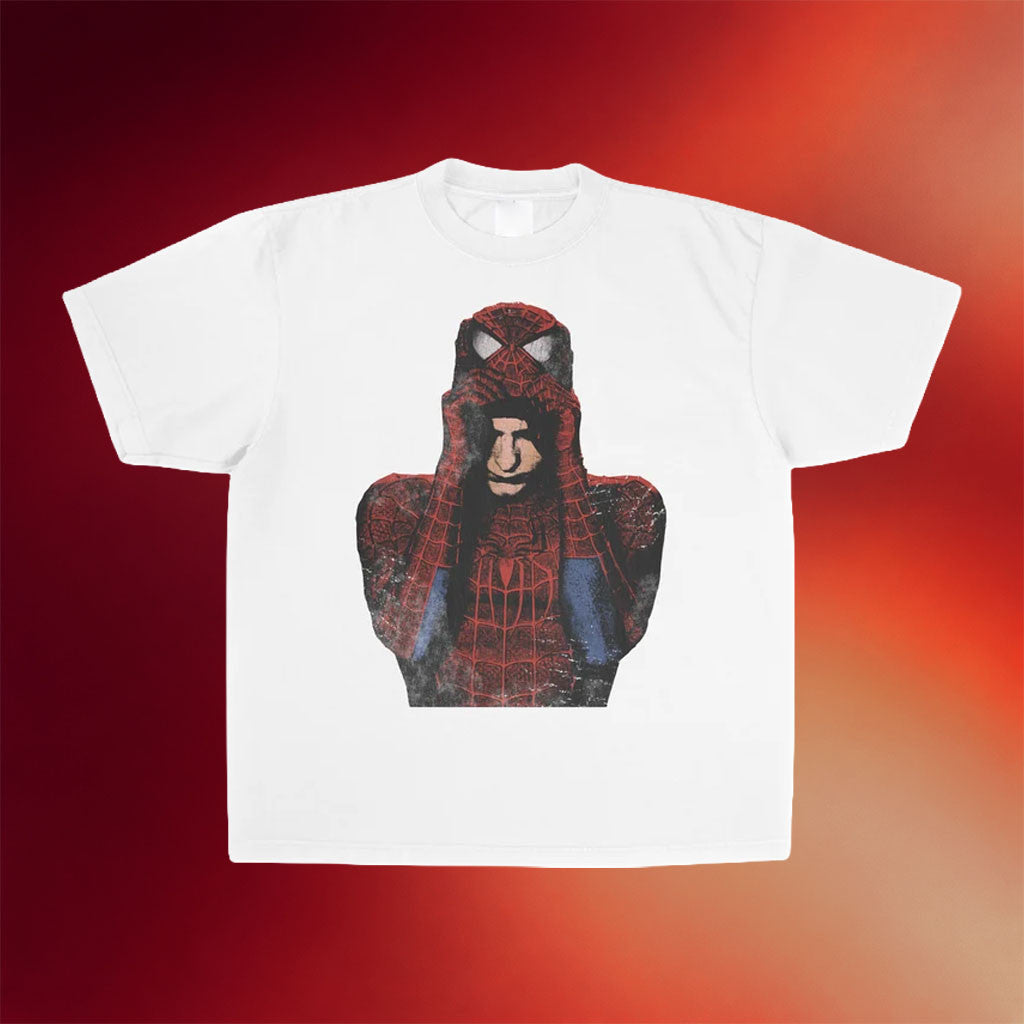 Younger You Merch 2026 Spider Man Mask On T-Shirt White Gift For Marvel Fans - Merchluma