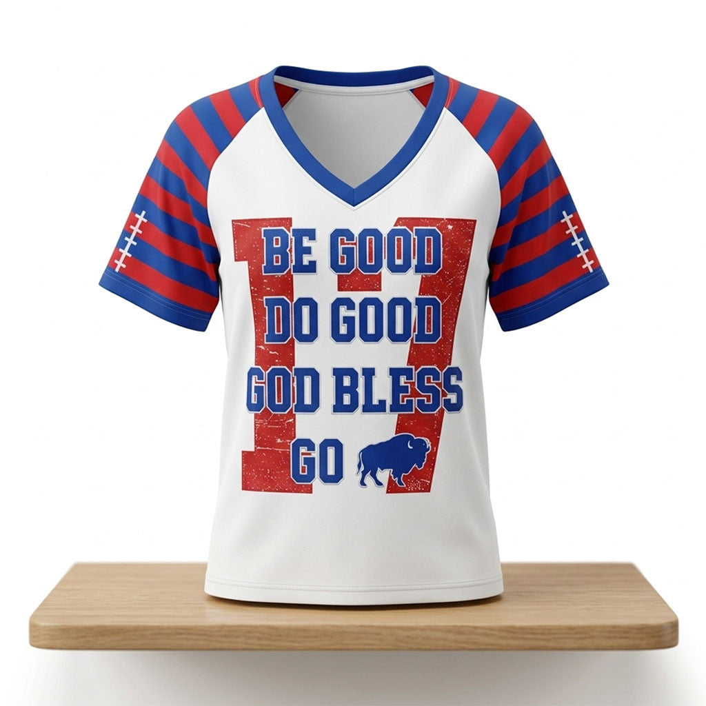 Buffalo Bills Be Good Do Good God Bless Go Bill 2026 V-Neck Shirt Buffalo Bills Merch - Merchluma