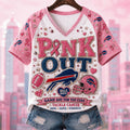 Buffalo Bills Breast Cancer Awareness V-Neck T-Shirt Pink Out Game Day For Cure Bills Merch - Merchluma