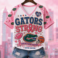 Florida Gators Breast Cancer Awareness V-Neck T-Shirt Pink Out Game Day For Cure Gators Merch - Merchluma