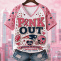 NE Patriots Breast Cancer Awareness V-Neck Shirt Pink Out Game Day For Cure Patriots Merch - Merchluma