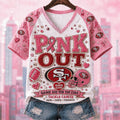 San Francisco 49ers Breast Cancer Awareness V-Neck Shirt Pink Out Game Day For Cure 49ers Merch - Merchluma