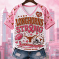 Texas Longhorns String Tackling Cancer Together T-Shirt Breast Cancer Awareness Longhorns Merch - Merchluma