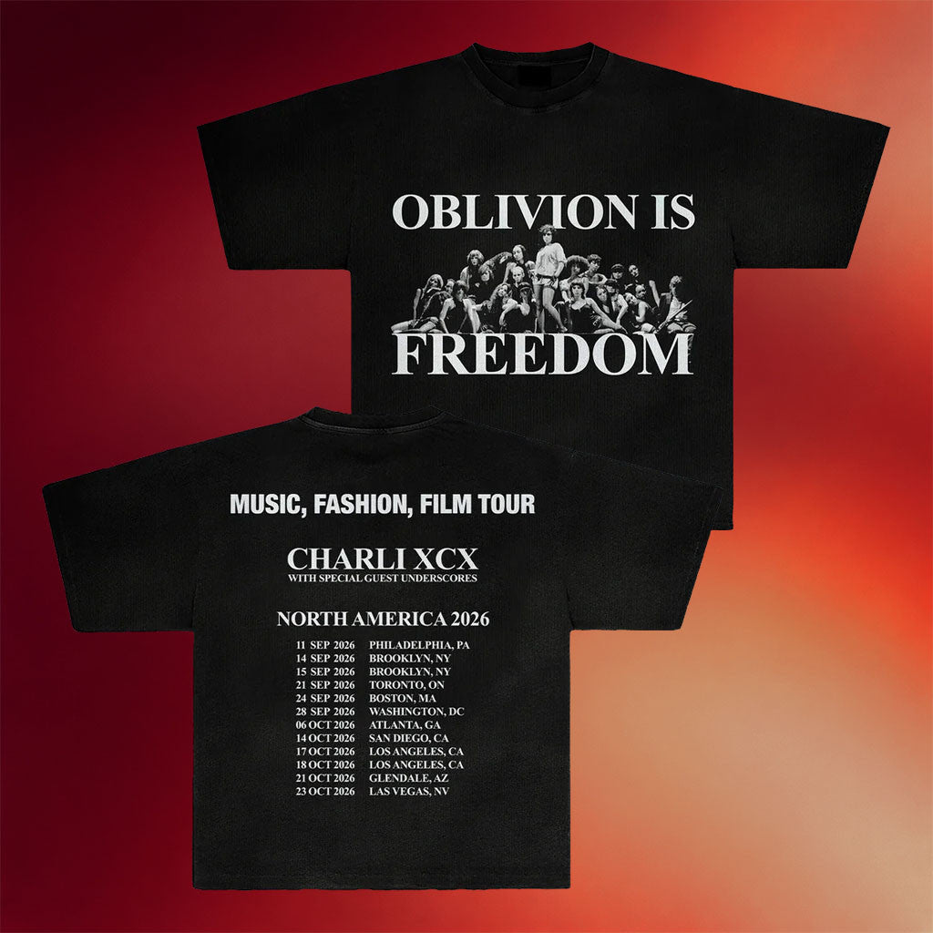 Charli XCX Merch 2026 Music Fashion Film Tour T-Shirt Oblivion Us Freedom Shirt Gift For Fans - Merchluma