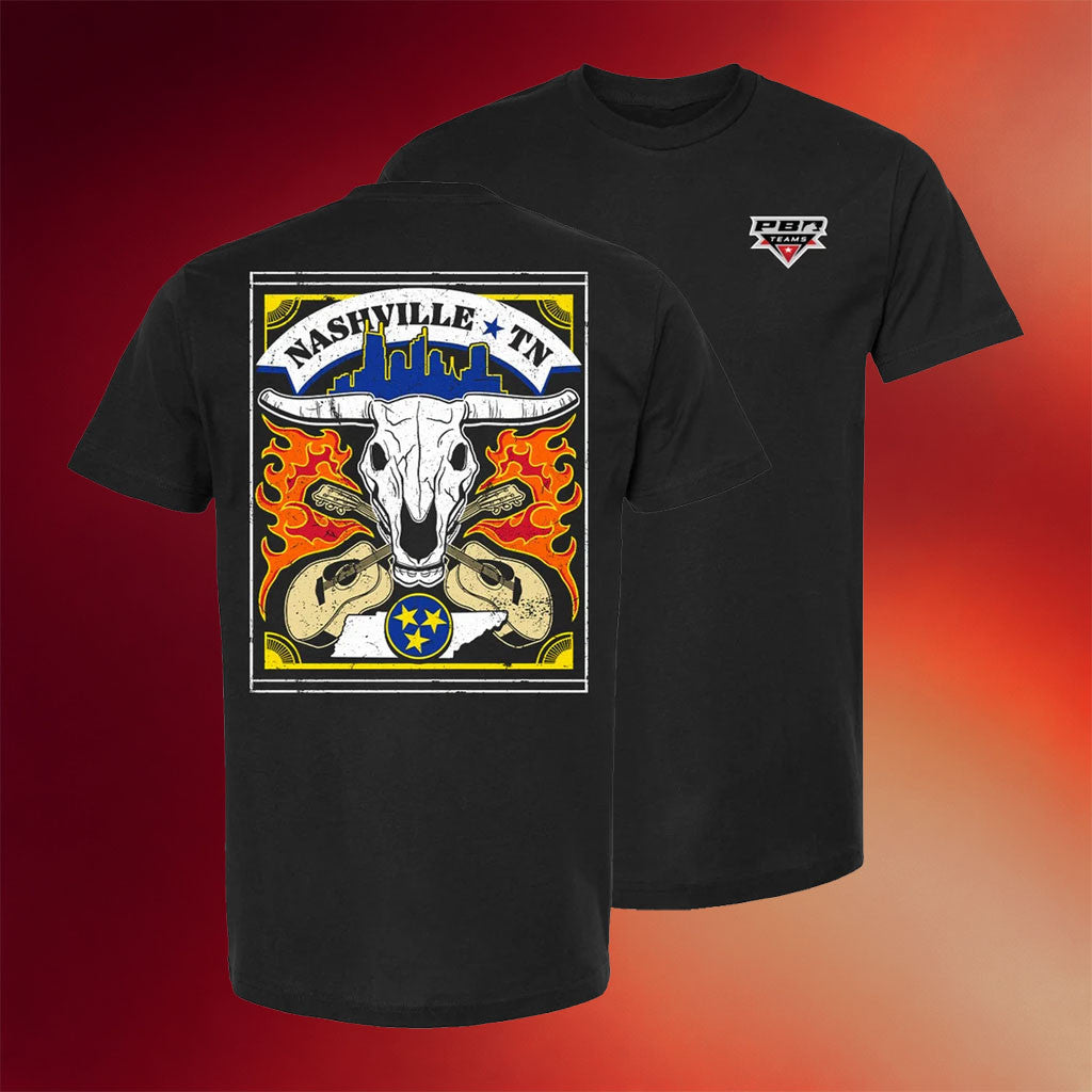 PBR Merch 2026 PBR Teams Nashville Bull Skull T-Shirt Black Unique Gift For Brothers - Merchluma
