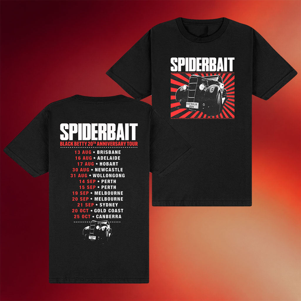 Spiderbait Merch 2026 Betty Tour Black T-Shirt With Dateback Shirt Gift For Rock Band Fans - Merchluma