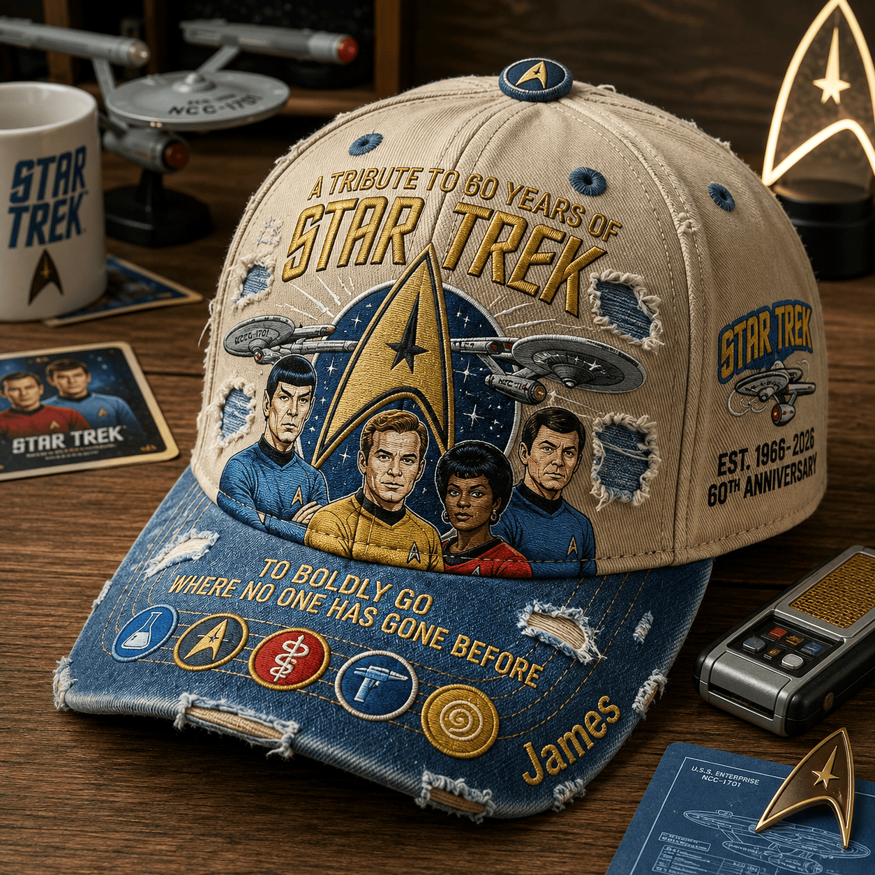 Star Trek Merch A Tribute 60 Years Of Star Trek 60th Anniversary Hat Gift For TV Show Fans - Merchluma