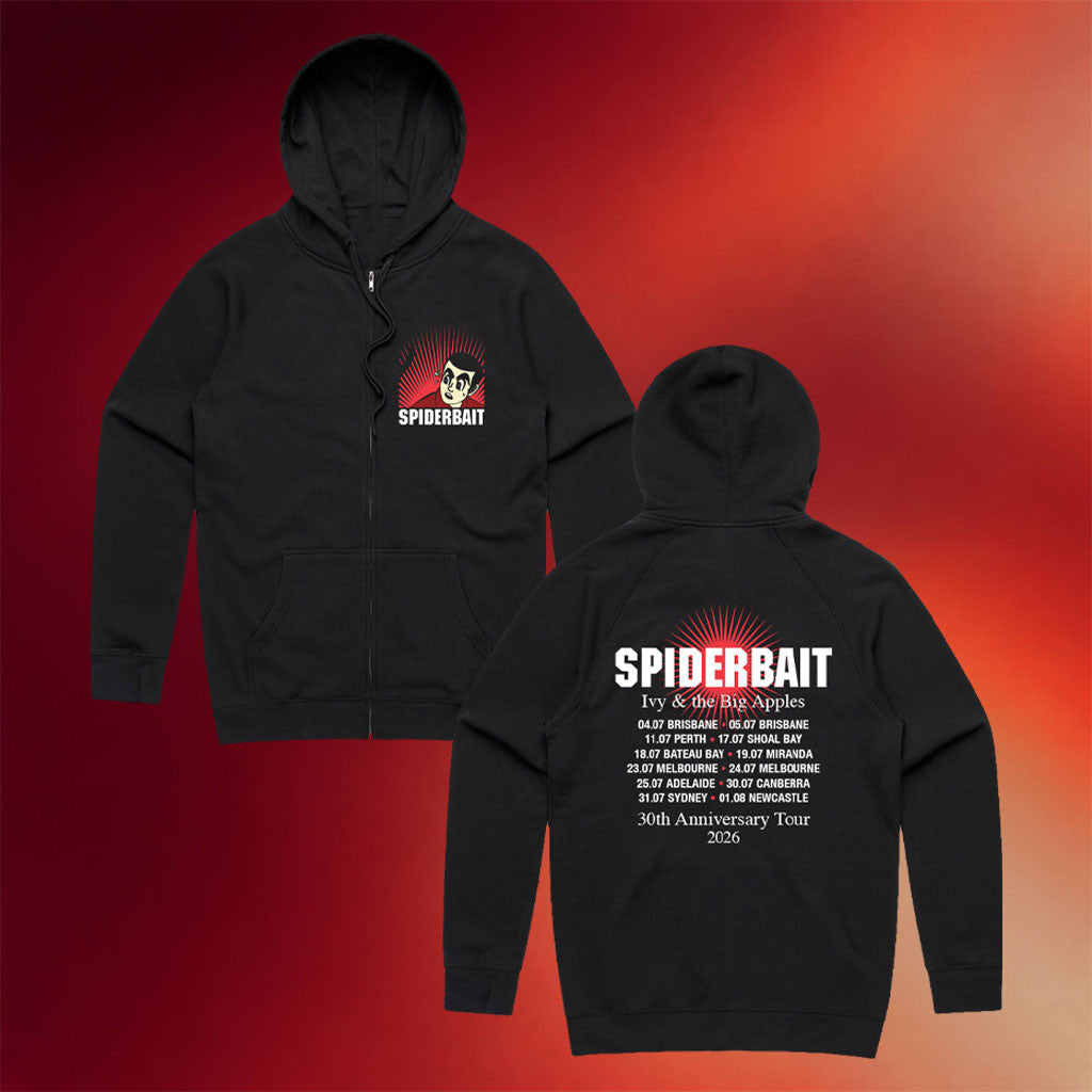 Spiderbait Merch 2026 Ivy 30Th Anniversary Tour Zip Hoodie Black Gift For Band Fans - Merchluma