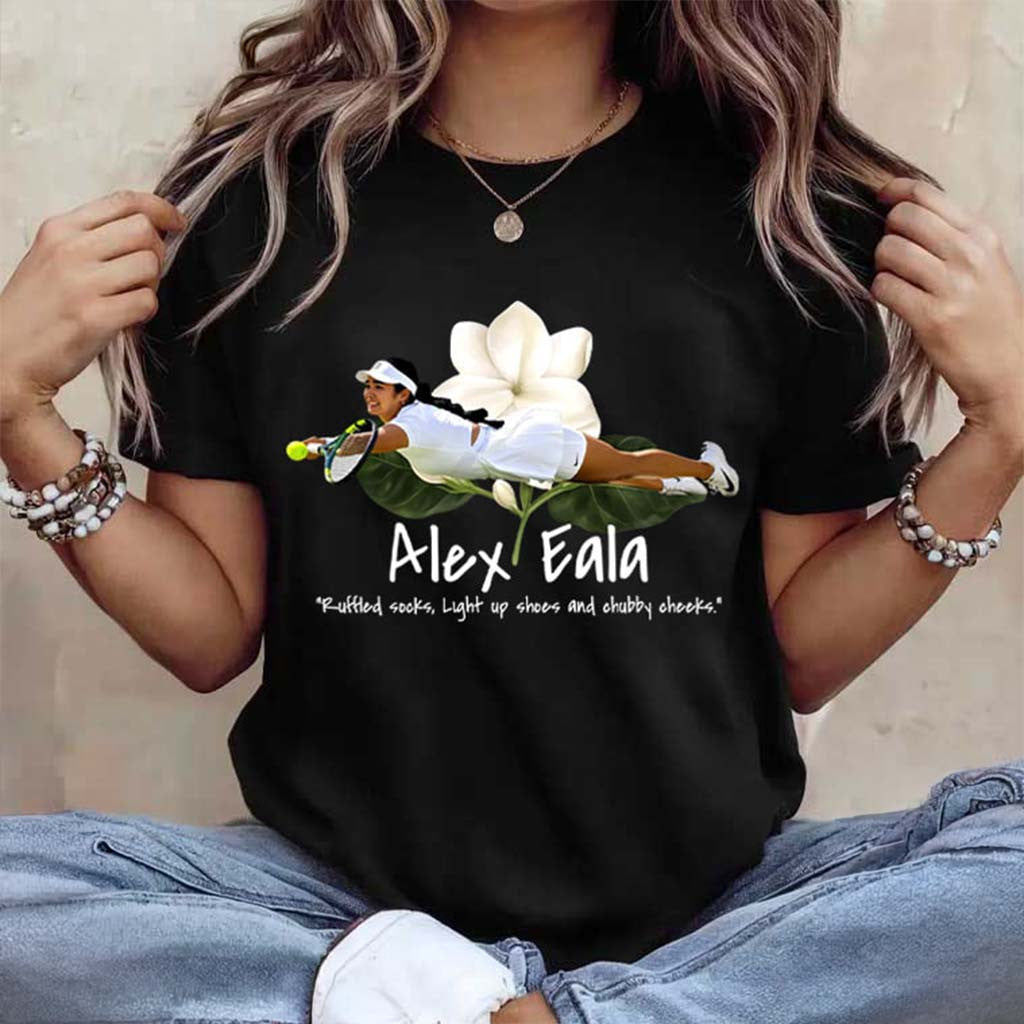 Alex Eala Ruffled Socks Light Up Shoes And Chubby Cheeks Shirt Alex Eala Merch Tennis Fan Gifts - Merchluma