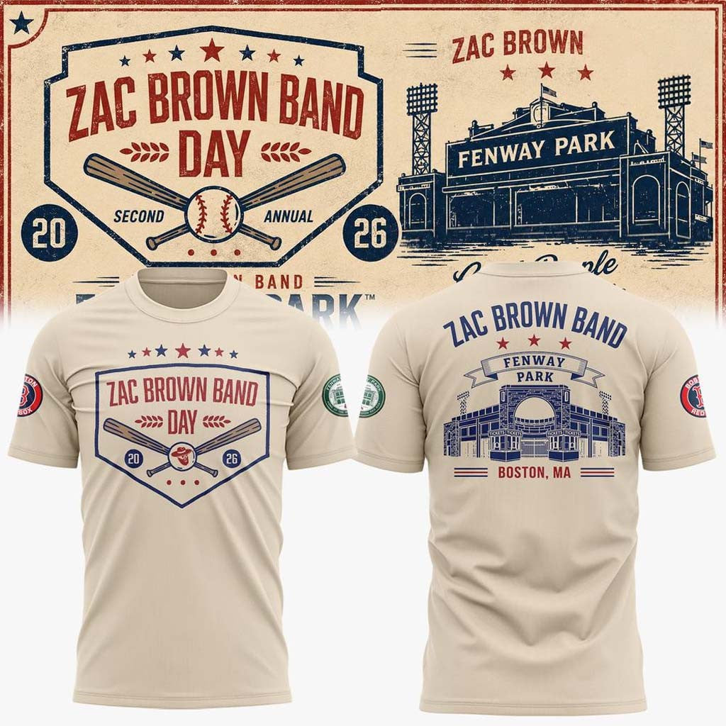 Zac Brown Band x Boston Red Sox Merch Love and Fear Tour 2026 T-Shirt Gifts For Baseball Lovers - Merchluma