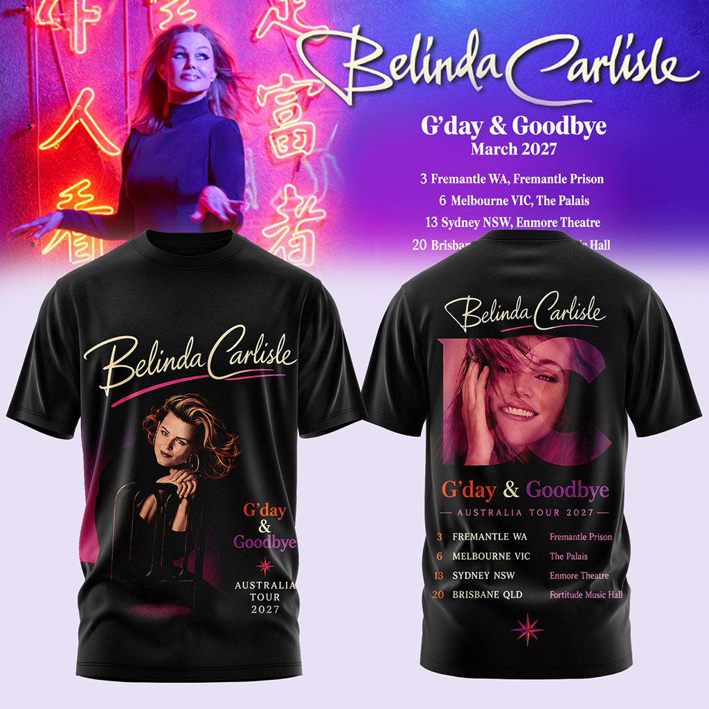 Belinda Carlisle Merch G'day And Goodbye Australia Tour 2027 T-Shirt Present For Music Lover - Merchluma
