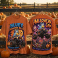 Bluey Halloween Monster Bash Orange T-Shirt Big Wheels Boo Thrills Shirt Halloween Gift Ideas - Merchluma
