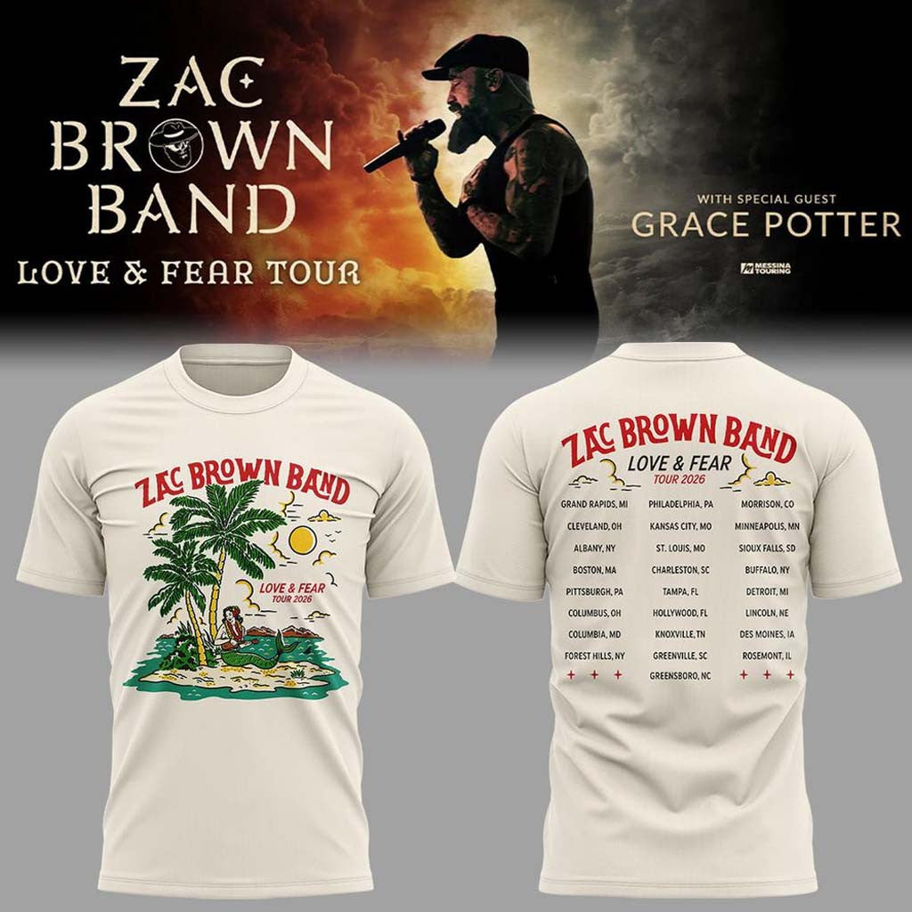Zac Brown Band Love and Fear Tour 2026 in Fenway Park T-Shirt Zac Brown Merchandise Fan Gear - Merchluma