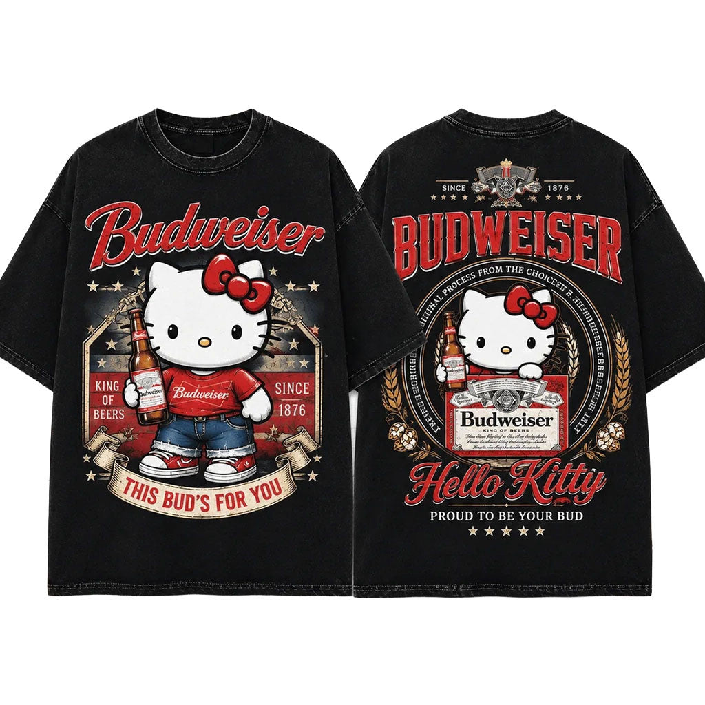 Hello Kitty Budweiser King Of Beers Black T-Shirt Proud To Be Your Bud Shirt Gift For Friends - Merchluma
