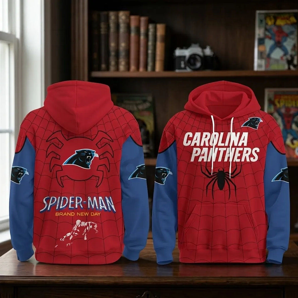 Carolina Panthers X Spider-Man Brand New Day Hoodie 2026 Carolina Panthers Merch Fan Gifts - Merchluma
