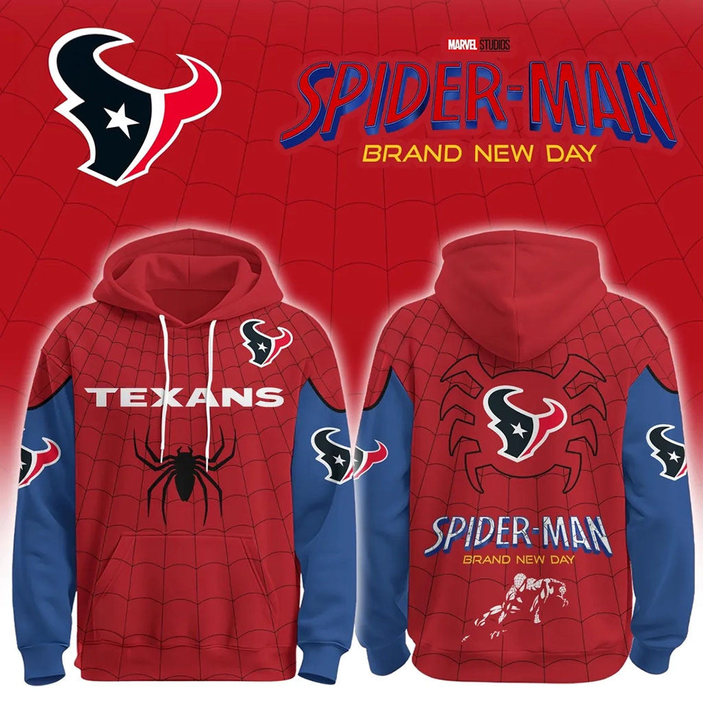 Houston Texans Spider-Man Brand New Day Red Hoodie Houston Texans Merch Gift For Him - Merchluma