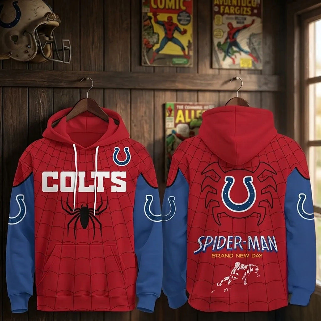 Indianapolis Colts X Spider-Man Brand New Day Hoodie Colts Merch Gift For Superhero Fans - Merchluma