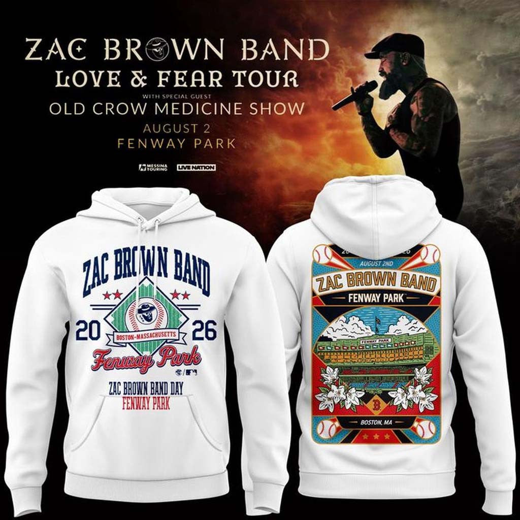 Zac Brown Band x Boston Red Sox Merch Love and Fear Tour 2026 Hoodie Gifts For Music Fans - Merchluma