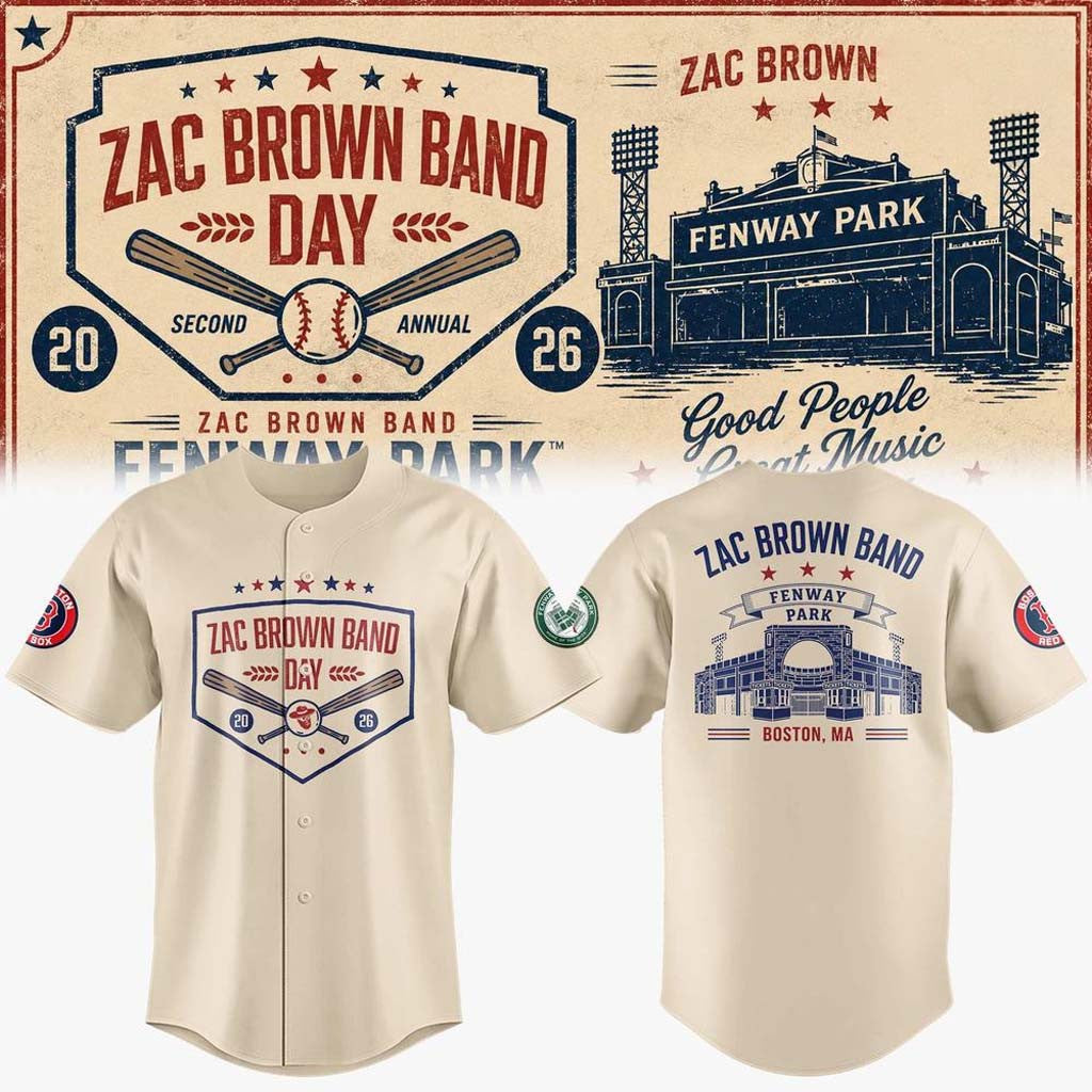 Zac Brown Band x Boston Red Sox Merch Love and Fear Tour 2026 Baseball Jersey Gifts For Fans - Merchluma