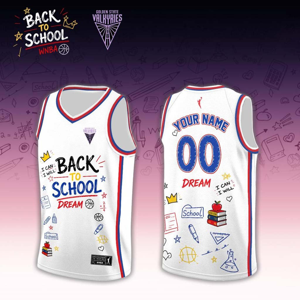 Personalized Golden State Valkyries x Back To School 2026 White Basketball Jersey Valkyries Merch - Merchluma