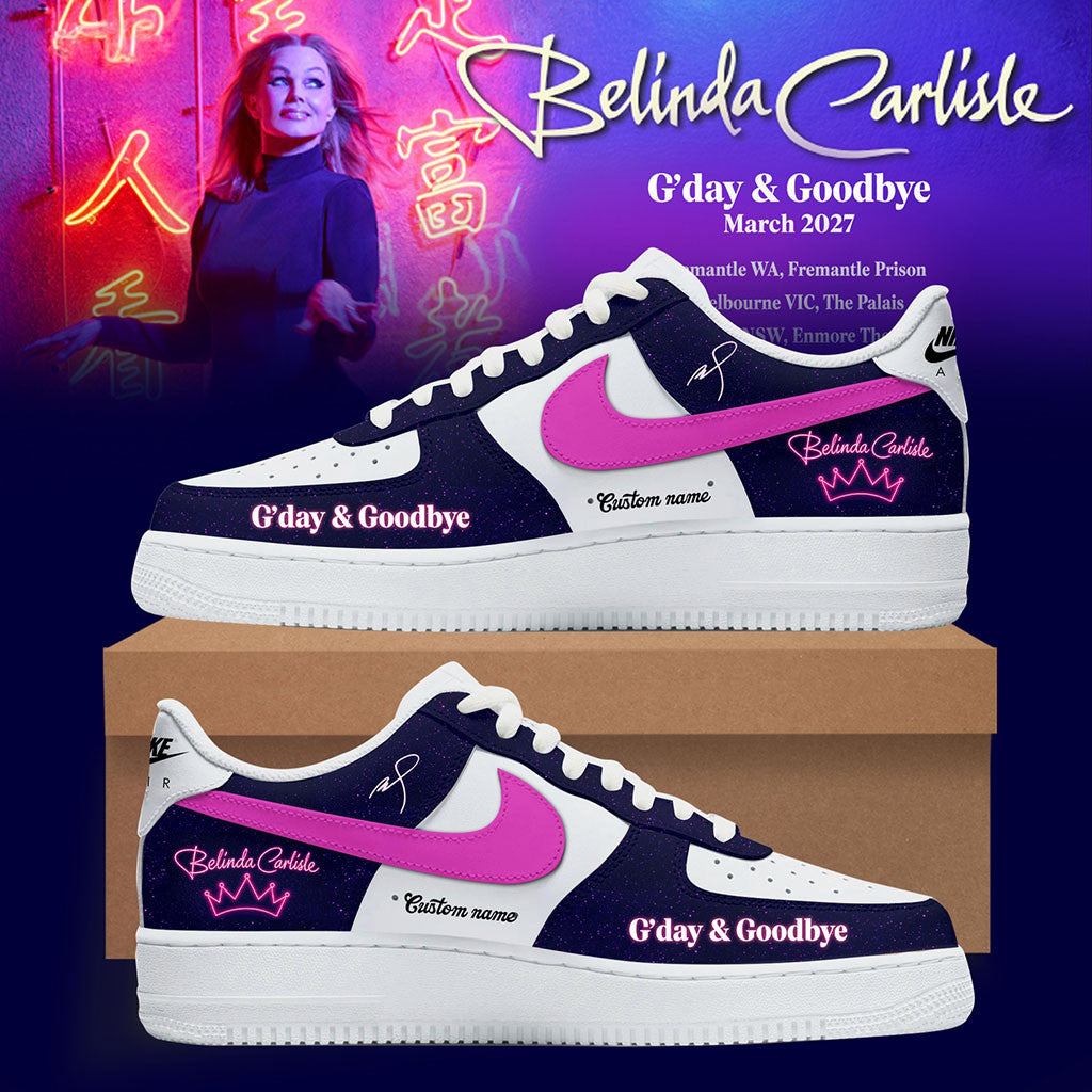 Personalized Belinda Carlisle G'day And Goodbye Australia Tour Sneakers Belinda Carlisle Merch - Merchluma