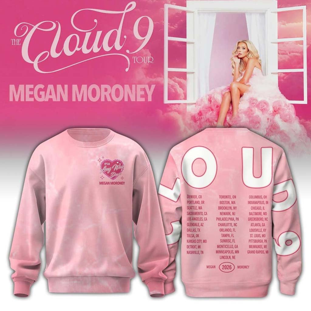 Megan Moroney The Cloud 9 Tour 2026 Pink Sweatshirt Megan Moroney Merch Cool Gifts For Friends - Merchluma