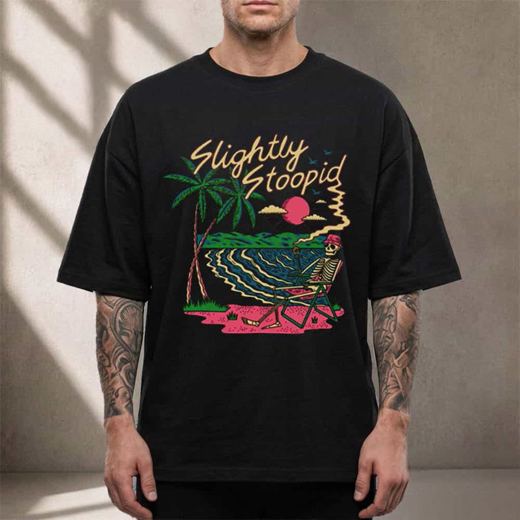 Slightly Stoopid Skull On Beach Fiddler's Green Amphitheatre 2026 T-Shirt Slightly Stoopid Merch - Merchluma