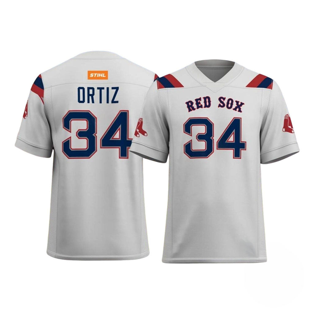 Boston Red Sox Ortiz #34 Football Jersey Red Sox Merch Present For Baseball Lovers - Merchluma