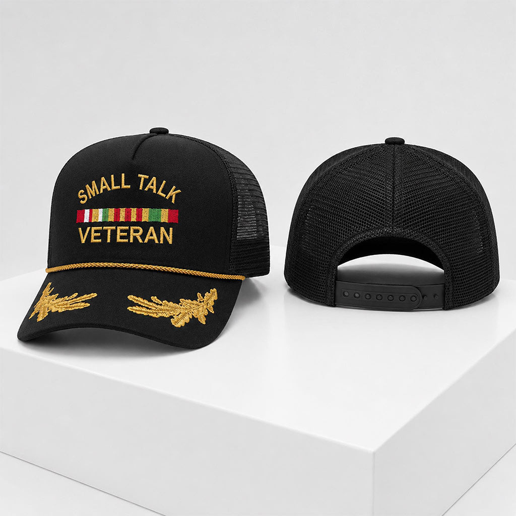 Small Talk Veteran 2026 Trucker Hat Patriotic Cap Gifts For Vietnam Veteran - Merchluma
